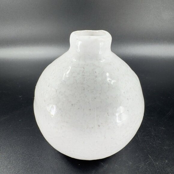 Vintage Hand Made RedWare Pottery Bud Vase Vessel White Glaze Folk Art Decor - Picture 10 of 11